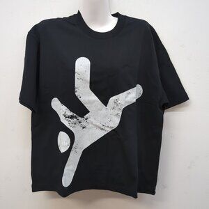 Hypedept Falling Man Print Cropped Women's Tee Top Size Small Black